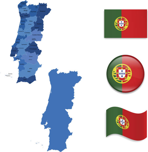 ilustrações de stock, clip art, desenhos animados e ícones de portugal mapa e a bandeira de recolha - douro