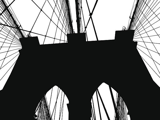 Brooklyn Bridge Silhouette Vector Silhouette of the brooklyn bridge arch. bridge silhouette vector isolated stock illustrations