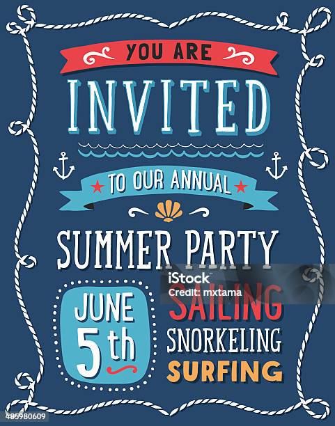Summer Party Invitation Stock Illustration - Download Image Now - Invitation, Nautical Style, Party - Social Event