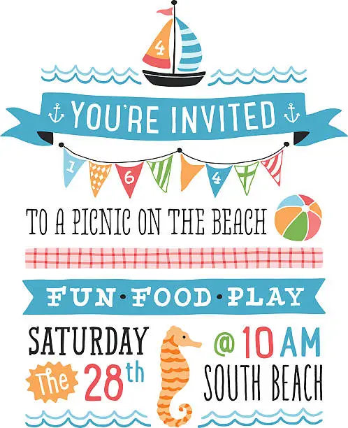 Vector illustration of Beach Party Invitation