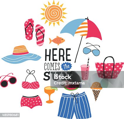 istock Summer Illustration with Icons 485980681