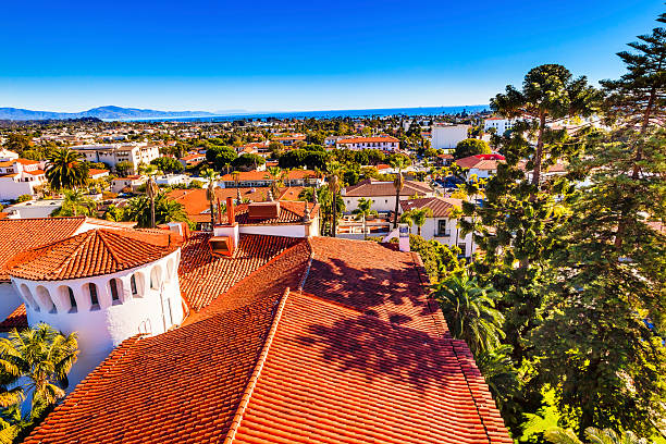 Court House Orange Roofs Buildings Pacific Ocean Santa Barbara California Court House Buildings Orange Roofs Pacific Oecan Santa Barbara California santa barbara california photos stock pictures, royalty-free photos & images