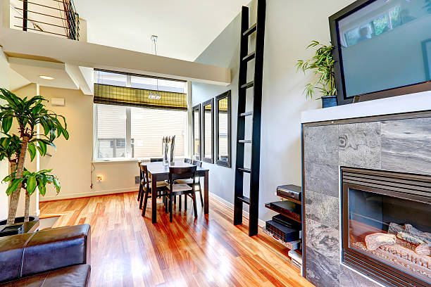 istock Living and dining area in modern apartment 485981895