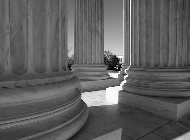Supreme Court Columns Black and White United States Supreme Court columns in black and white. untied states of america stock pictures, royalty-free photos & images