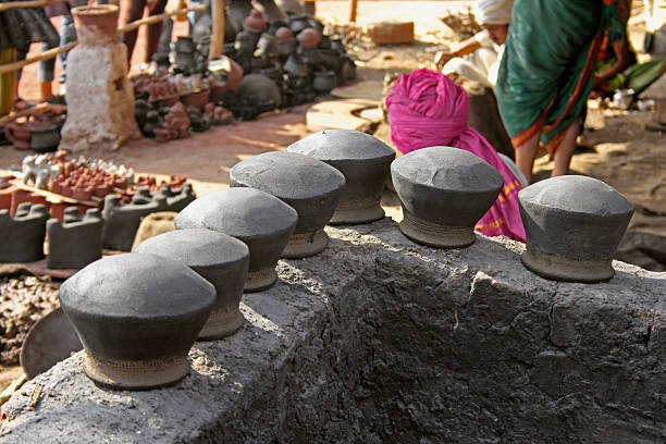 istock Mud pots at marketplace for sell 485983957