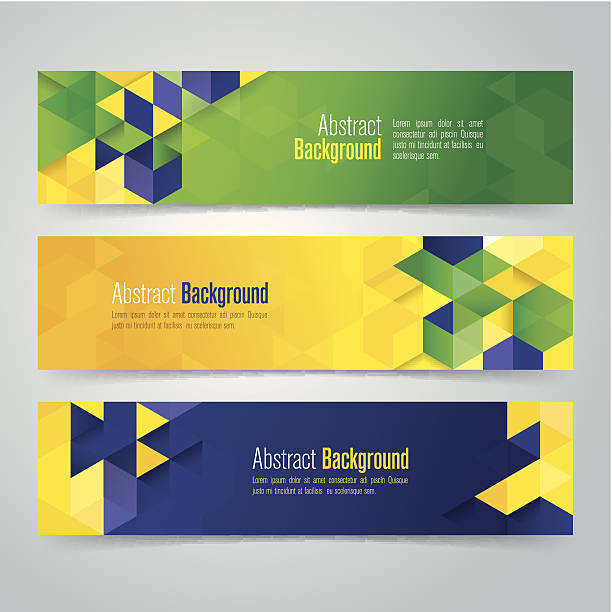 vector geometric banner in brazil flag concept. - world cup stock illustrations