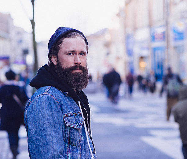 istock Bearded man on a British street 485985189