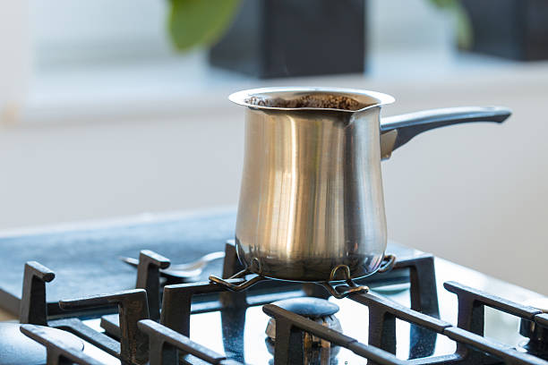 istock Cooking coffee on gas stove 485985462