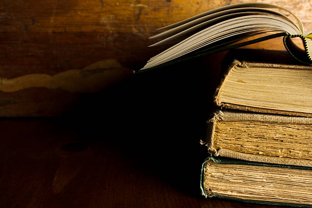 istock Stack of Old, Vintage Books with Copy Space 485989476