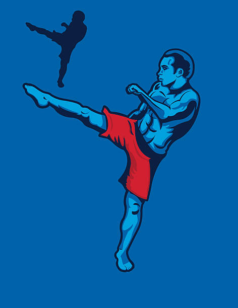 MMA Kickboxer vector art illustration
