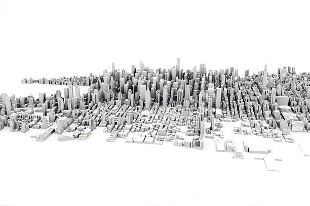 architektura 3d model ilustracja dużego miasta. - architect three dimensional shape business skyscraper zdjęcia i obrazy z banku zdjęć