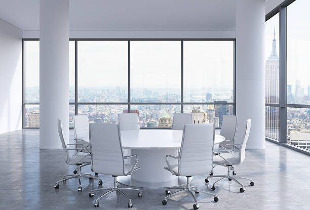 istock Panoramic conference room in modern office in New York City 485997492