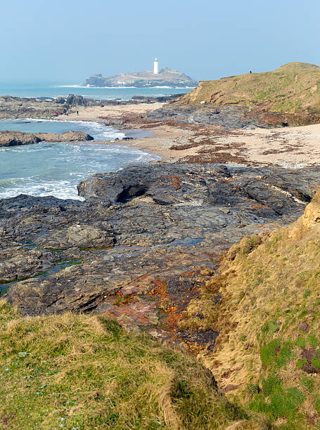 istock Godrevy lighthouse and island Cornwall coast England UK 486001295