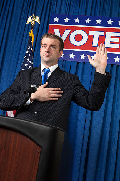 istock Male Politician pledging an oath 486002279