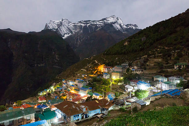 istock Namche Bazaar village at night, Nepal. 486002488