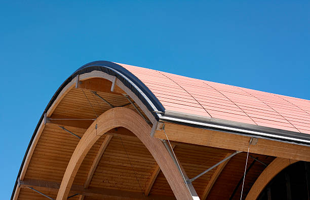 istock Ceramic roof with blue sky. Detail. 486002797
