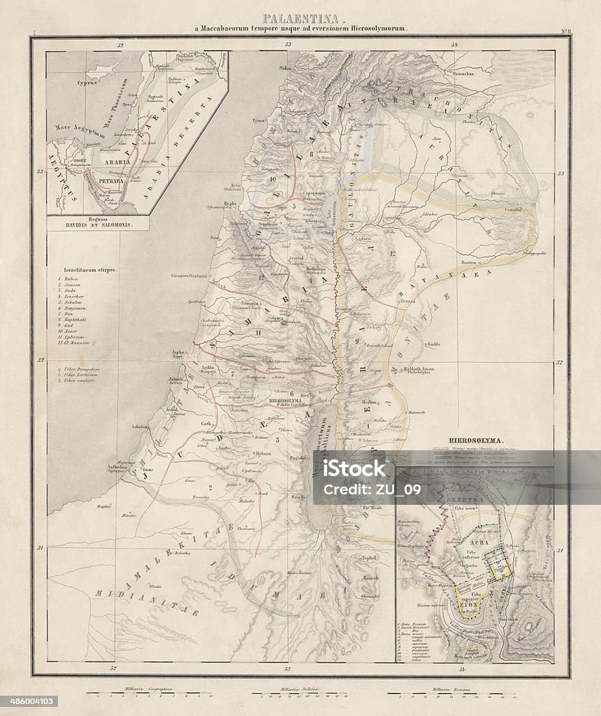 Palästina - Lizenzfrei Karte - Navigationsinstrument Stock-Illustration