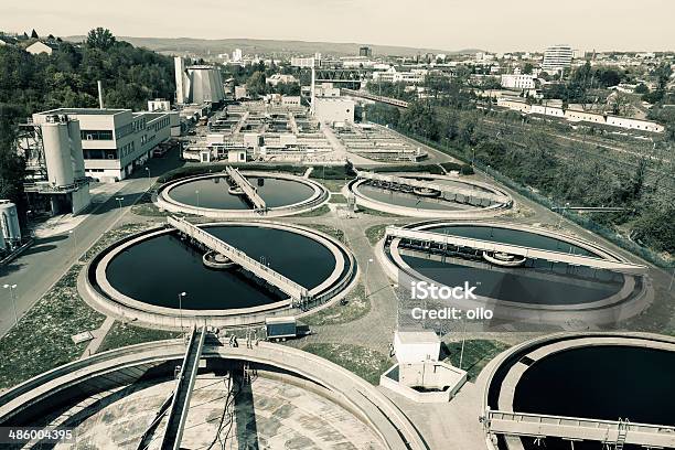 Planta De Tratamiento De Aguas Residualesvista Aérea Foto de stock y más banco de imágenes de Agua