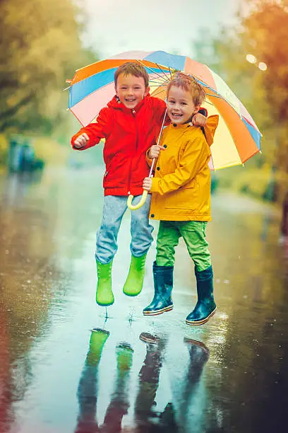 Photo of Little boys in rain