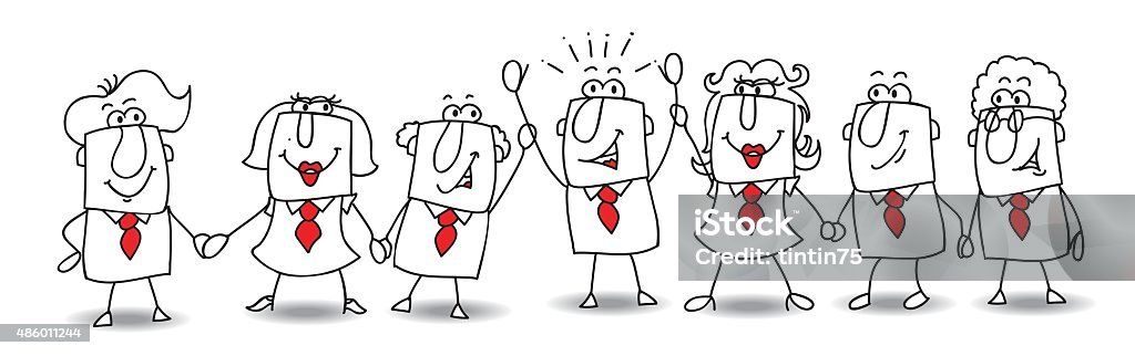 Joe and the team building Congratulation Joe, you are the leader in this teamwork 2015 stock vector