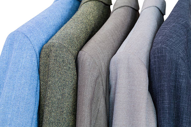 istock set of finished jackets on hangers in close up 486014352