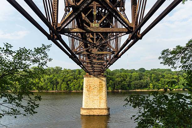 istock Under a Train Bridge on the Mississippi River in Minneapolis 486017022