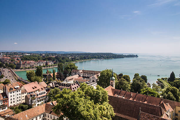 Lake Constance Panorama Panorama of the Lake Constance (Bodensee) in the South of Germany at the border with Switzerland bodensee stock pictures, royalty-free photos & images
