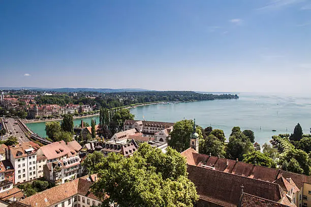 Panorama of the Lake Constance (Bodensee) in the South of Germany at the border with Switzerland