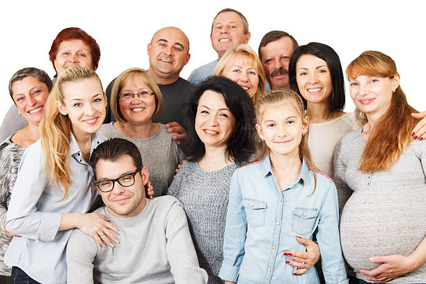 istock Large Group of Happy People smiling and embracing. 486018469
