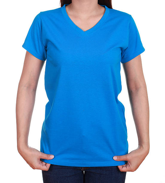 istock blank t-shirt on woman 486020457