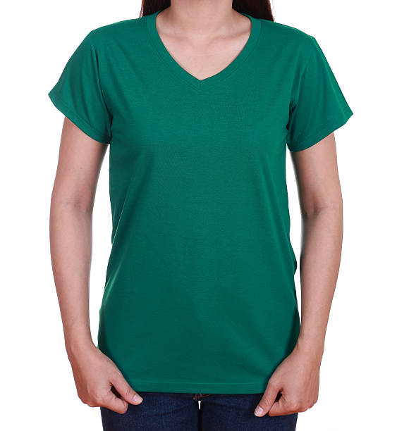 istock blank t-shirt on woman 486020461