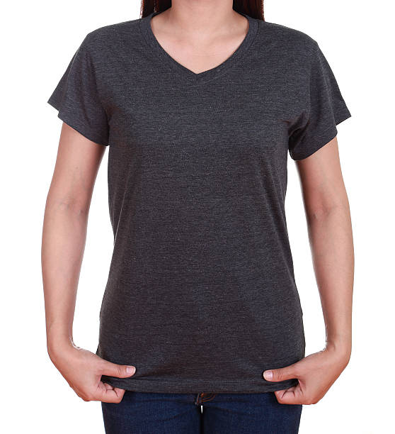 istock blank t-shirt on woman 486020463