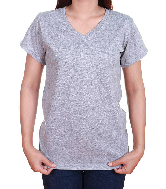 istock blank t-shirt on woman 486020465