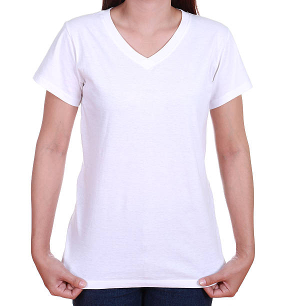 istock blank t-shirt on woman 486020531