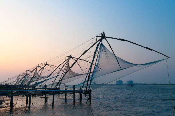 istock Chinese Fishing nets at sunset 486021118