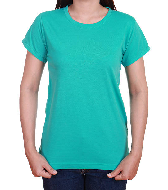 istock blank t-shirt on woman 486021643