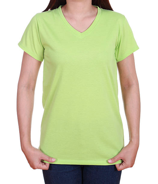 istock blank t-shirt on woman 486021653