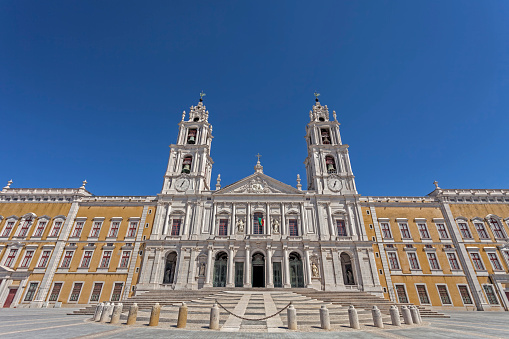 Mafra National Palace, Convent and Basilica in Portugal. Franciscan Religious Order. Baroque architecture.