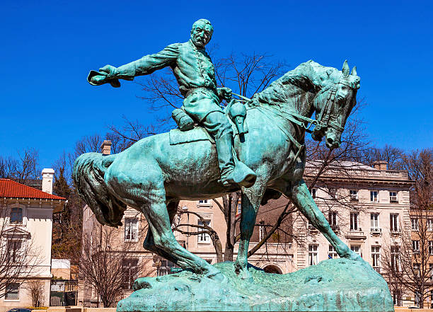 Closeup of a wild stallion sculpture