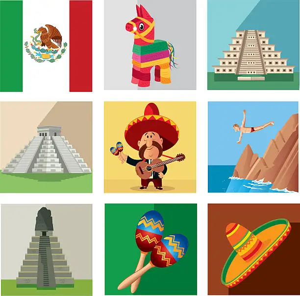 Vector illustration of Mexico Symbols