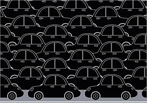 Vector illustration of Cartoon Car Traffic in Linear Style