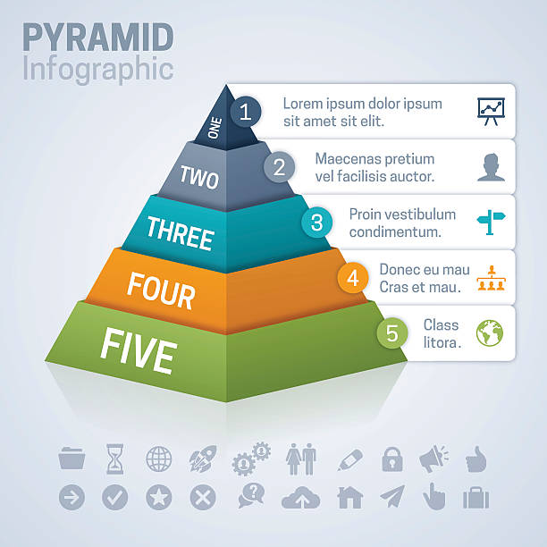 Pyramid Infographic Pyramid data infographic concept with space for your copy. EPS 10 file. Transparency effects used on highlight elements. pyramid stock illustrations