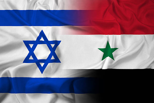 istock Waving Israel and Syria Flag 486023379