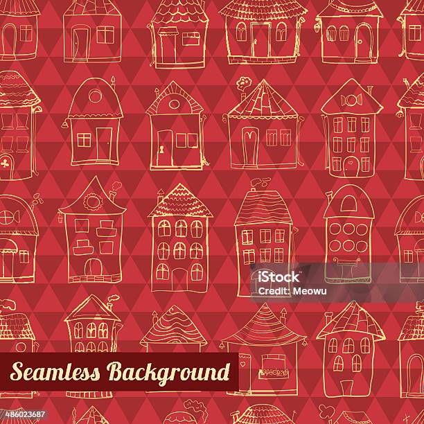 Seamless Pattern Outline Cute Houses Stock Illustration - Download Image Now - Architecture, Arranging, Backgrounds