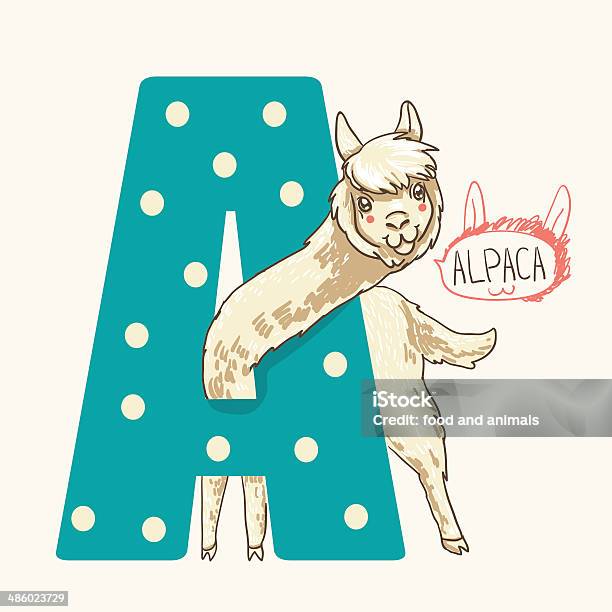 Letter A Alpaca Stock Illustration - Download Image Now - Alphabet, Animal, Animal Wildlife