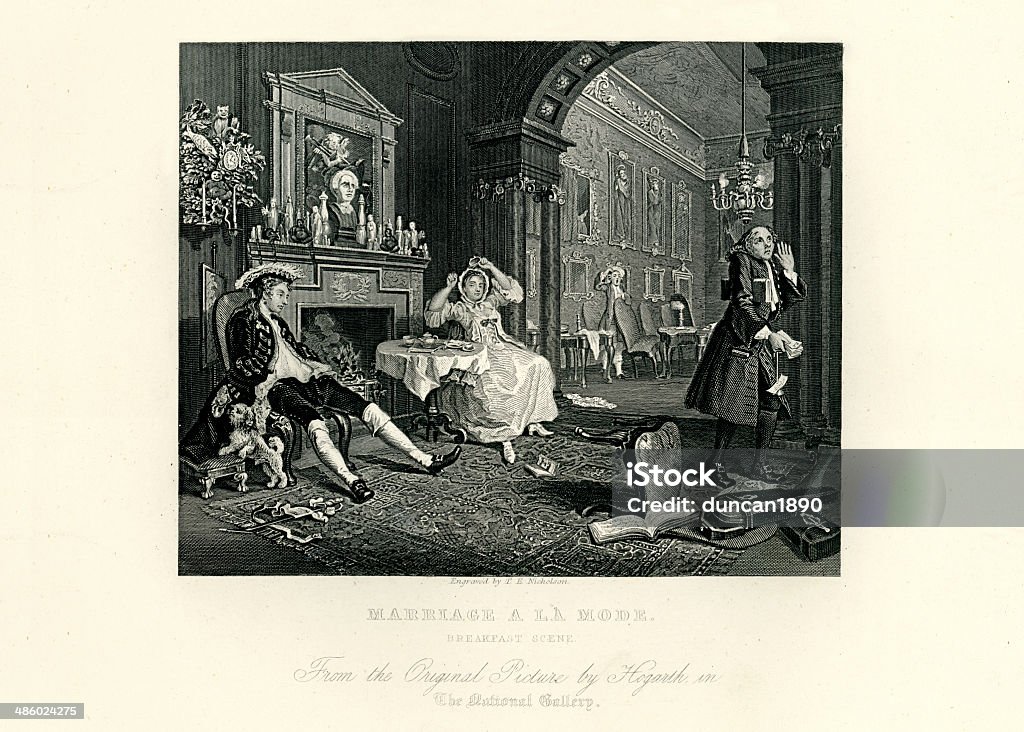 Matrimonio a La modo - Ilustración de stock de William Hogarth libre de derechos