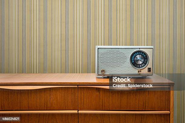 Vintage Radio On Dresser Stock Photo - Download Image Now - Radio, Retro Style, Old-fashioned