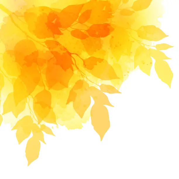 Vector illustration of Fall leafs watercolor vector background