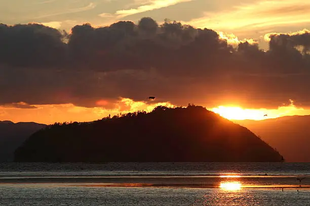 Photo of Chikubushima and setting sun