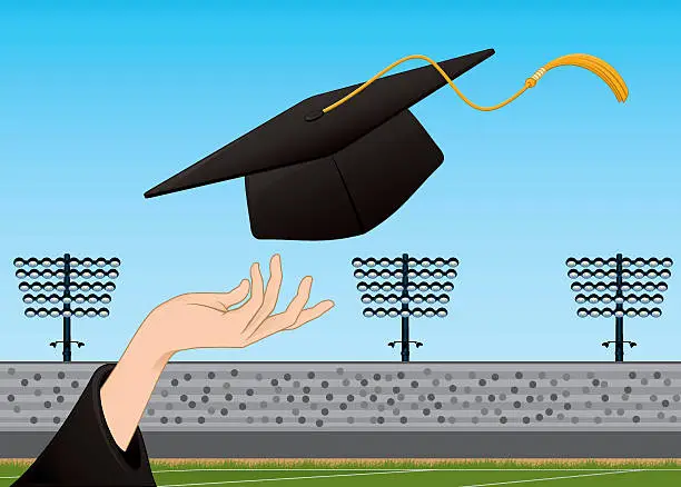 Vector illustration of Grad Hat and Hand